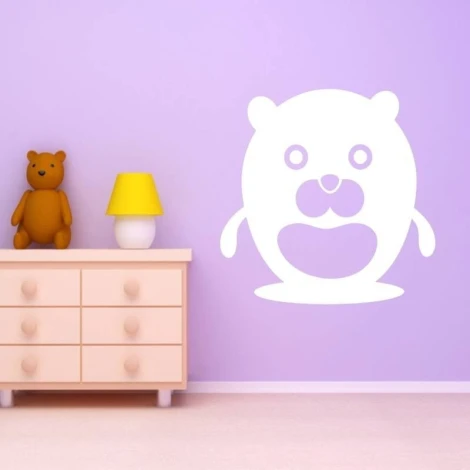 Painting template 02X 23 beaver 1922 - Decor in a child\'s room. Purple wall with light-colored furniture.