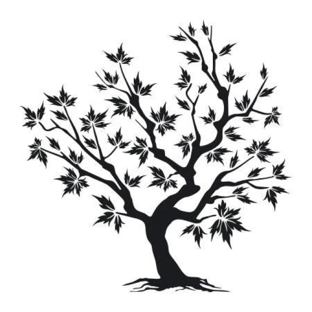 Painting template 02X 25 tree 1933 - Graphic design featuring a tree with branching limbs and leaves.