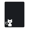 Chalk sticker cat 109 - A white cat with big eyes and whiskers on a black background.