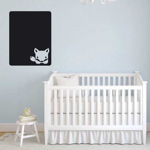 Chalk sticker fox 103 - Decor for a child\'s room. Light-colored walls and white furniture.