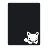 Chalk sticker fox 103 - A white fox with large ears and tail on a black background.