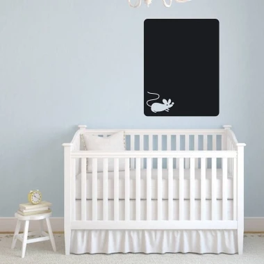 Chalk mouse sticker 110 - Decor for a child\'s room. Light-colored walls, white furniture.