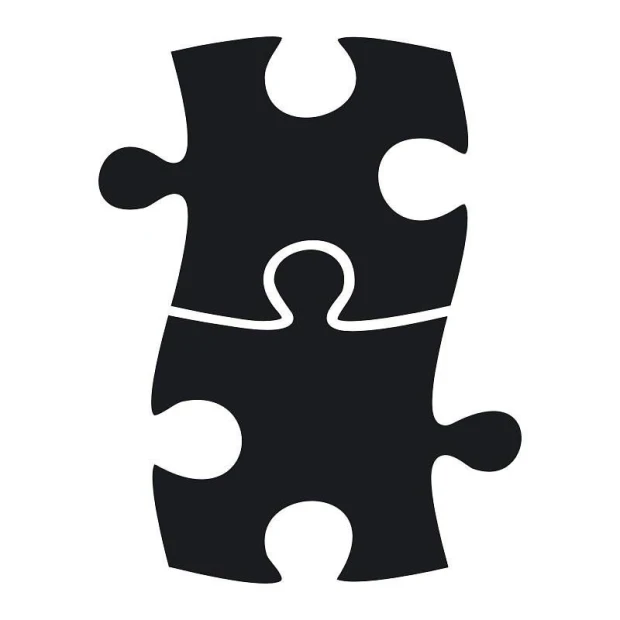 Chalk sticker puzzle 089 - Graphic design. Two connected black puzzle pieces with white outlines.