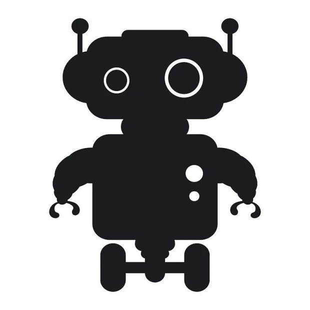Chalk sticker robot 092 - Graphic design. Robot with big eyes, round body, and movable arms.