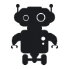 Chalk sticker robot 092 - Graphic design. Robot with big eyes, round body, and movable arms.