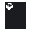 Chalk sticker owl 111 - Graphic design. Owl in the top corner on a black background, with large eyes and a round shape.