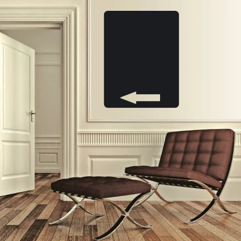 Chalk arrow sticker pointing left 078 - Modern interior design with light walls and wooden flooring.