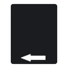 Chalkboard arrow sticker left 078 - Black rectangle with a white arrow pointing left.