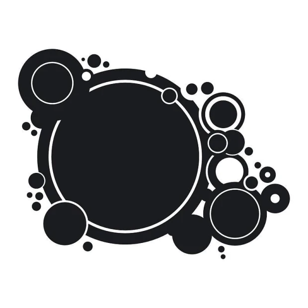 Chalk sticker abstract 119 - Graphic design with circles in various sizes and shapes, featuring outlines and fills.