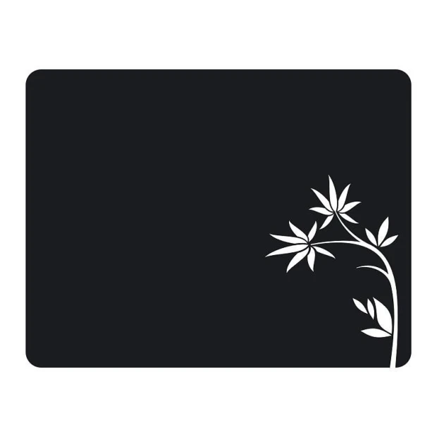 Chalk sticker tree 117 - Black rectangle with a white branch and leaves in the corner.