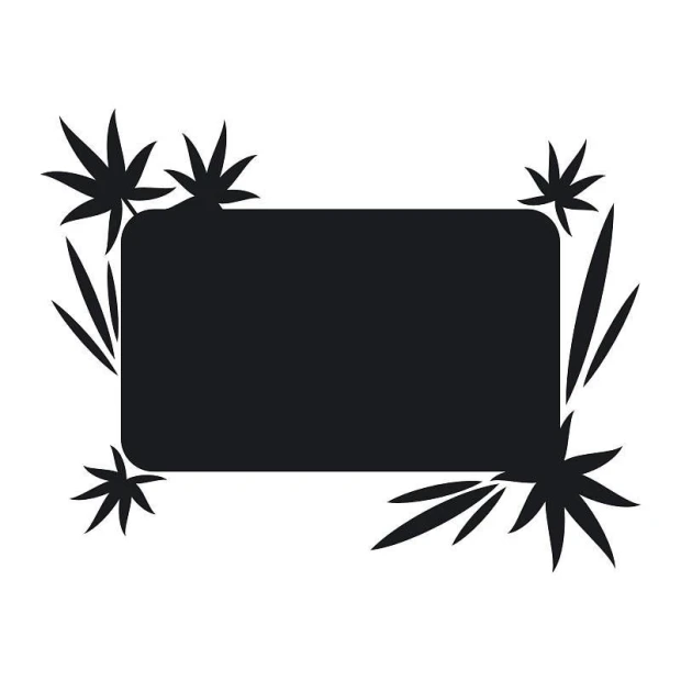 Chalk sticker with leaves 090 - Graphic design. Simple rectangle surrounded by leaves of various shapes.