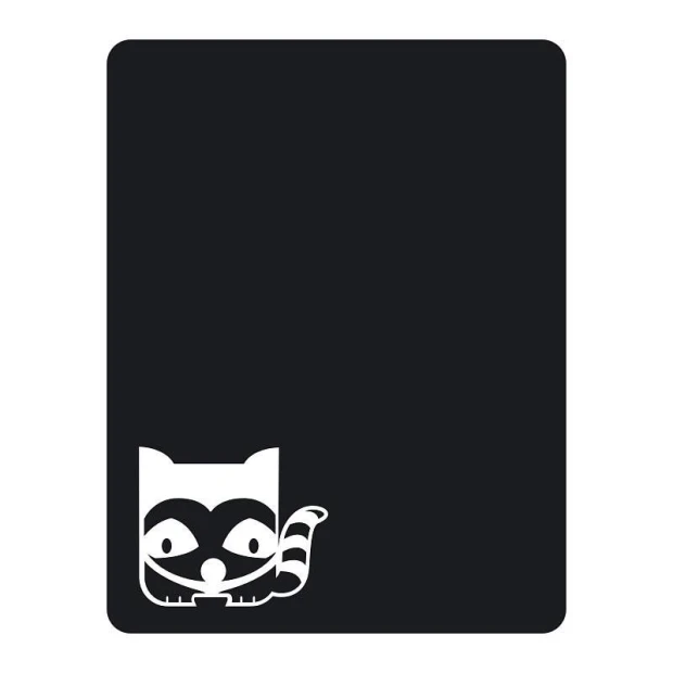 Chalk sticker of a fox 112 - A white fox with vivid eyes and tail on a black background.
