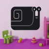 Chalk sticker snail 098 - Decor for a child\'s room. Pink walls and light-colored furniture.