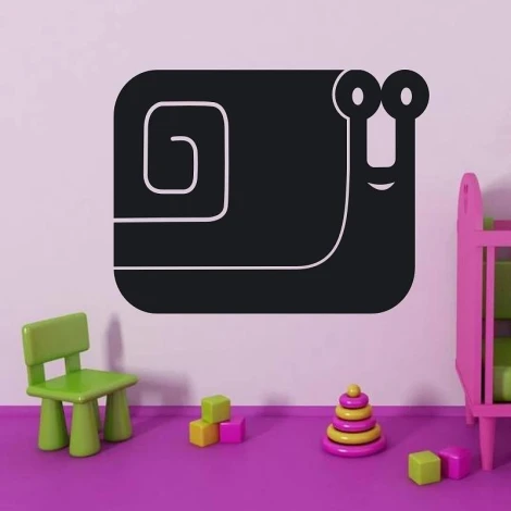 Chalk sticker snail 098 - Decor for a child\'s room. Pink walls and light-colored furniture.