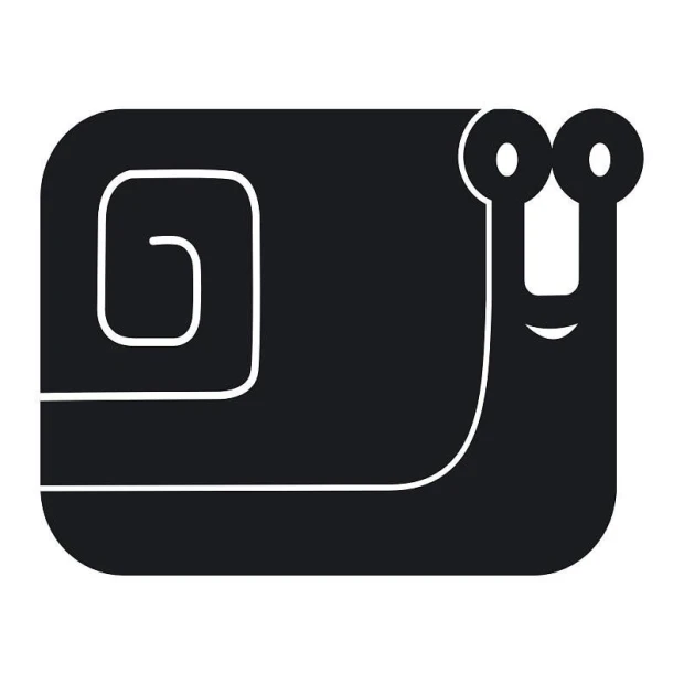 Chalk sticker snail 098 - Graphic design featuring a black snail with white outlines and a smiling face.