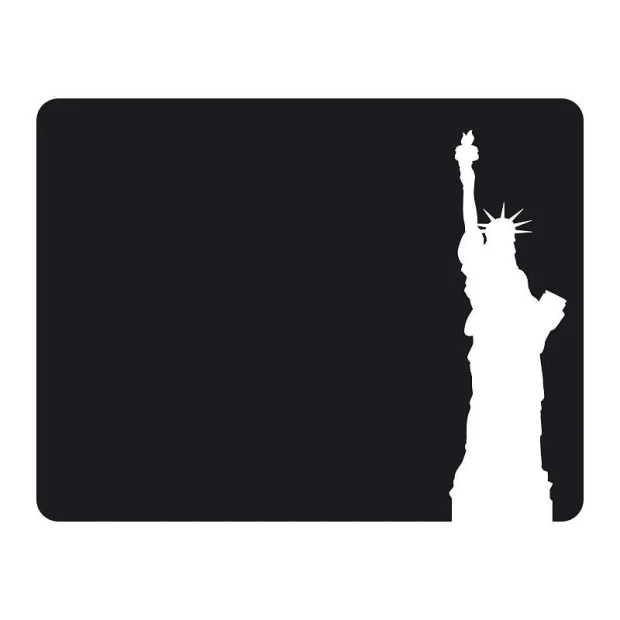 Chalk sticker of the Statue of Liberty 093 - Graphic design featuring the silhouette of the statue on a black background.