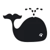 Chalk sticker of a whale 100 - Features a black whale with water spouting from its back.