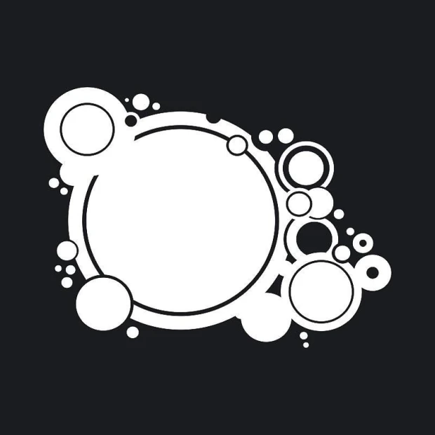Abstract white circle design on a black background for a dry-erase board. Size 119.