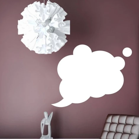 Cloud-shaped whiteboard 121 - Room setup with dark brown walls and modern furniture.