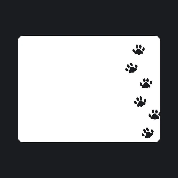 White dry-erase board with black paw prints in the corner, 120 cm - Graphic design.