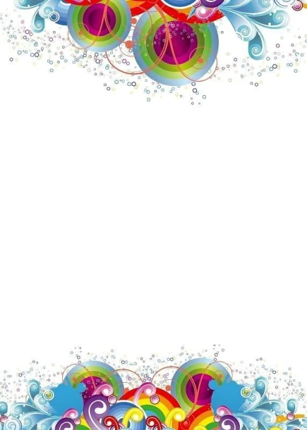 Colorful magnetic whiteboard decoration 094 - Graphic design with rainbow circles and waves.