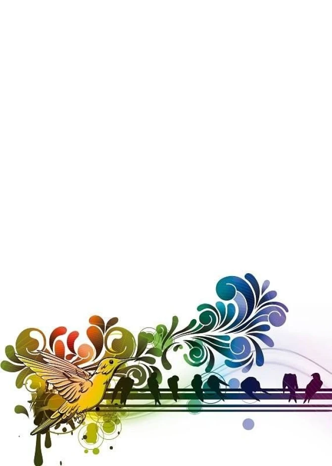 Magnetic whiteboard 100 - Graphic design featuring colorful birds on a branch with decorative elements.