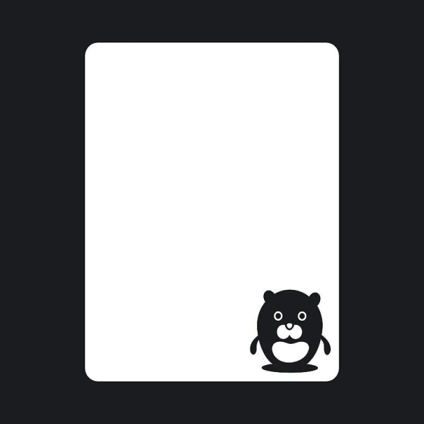 Dry-erase board beaver 107 - Graphic design featuring a black beaver with a round belly on a white background.