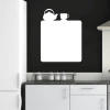 Dry-erase board with kettle and cup 088 - Kitchen arrangement. Dark walls, white furniture.
