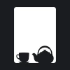 Dry-erase board featuring a cup and kettle design. Black silhouettes on a white background.