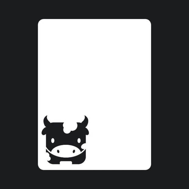 Dry-erase board cow 104 - Graphic design. Features a black cow silhouette on a white background.