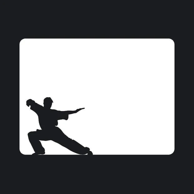 Karate dry-erase board 096 - Graphic design featuring a karateka silhouette in a dynamic pose on a white background.