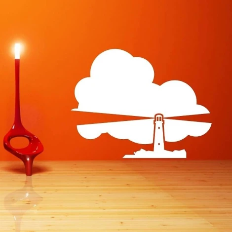 Dry-erase board lighthouse 113 - Styled in a room with an orange wall, wooden floor, and modern furniture.