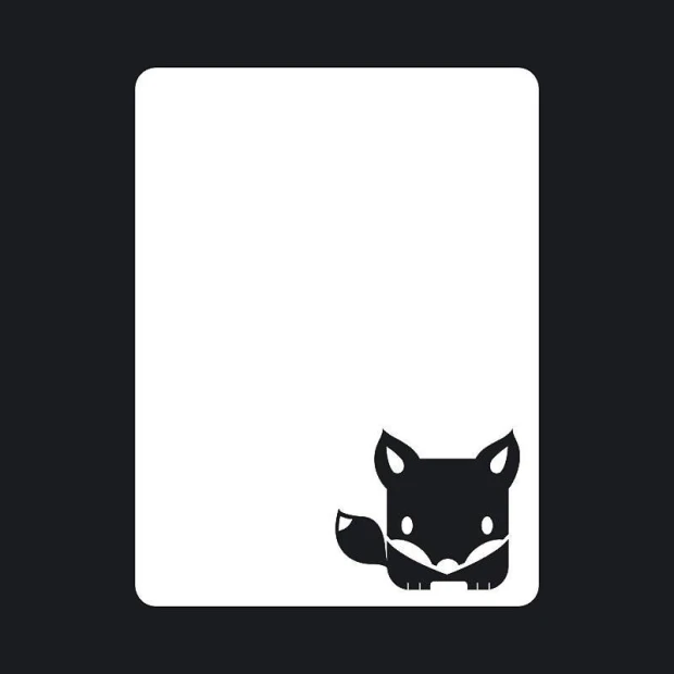 Dry-erase board with a fox design. A black fox is featured in the lower left corner on a white background.