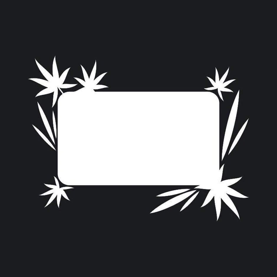 Dry-erase board with leaf design 090 - Simple rectangular shape surrounded by leaves.