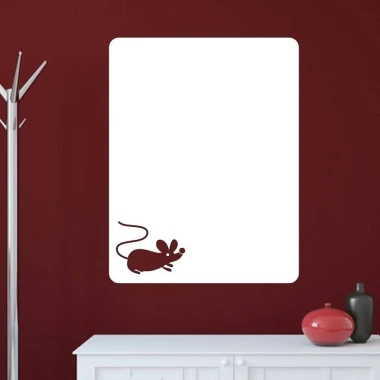 Dry-erase board mouse 110 - Room setup with dark red walls and light furniture.
