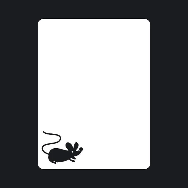 Dry-erase board mouse 110 - Graphic design with a black mouse silhouette in the lower left corner on a white background.