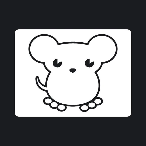 Dry-erase board mouse 099 - Graphic design featuring a mouse with large ears, a round body, and a small tail.