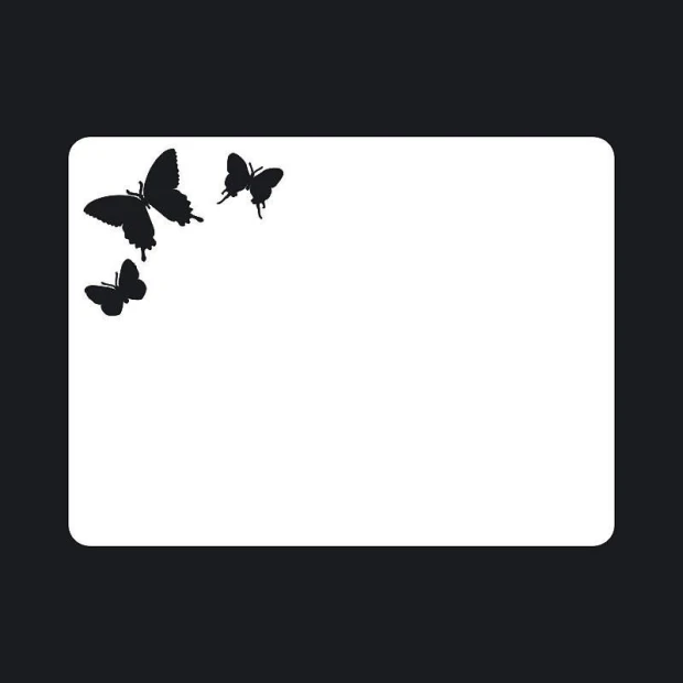 Dry-erase board butterflies 095 - Graphic design with black butterflies of various sizes on a white background.