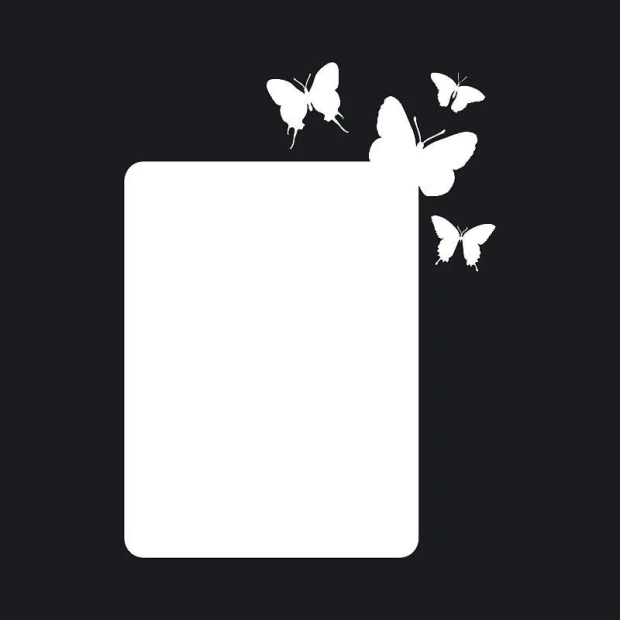 Dry-erase board butterflies 094 - Simple design with a white background and butterflies in various positions.