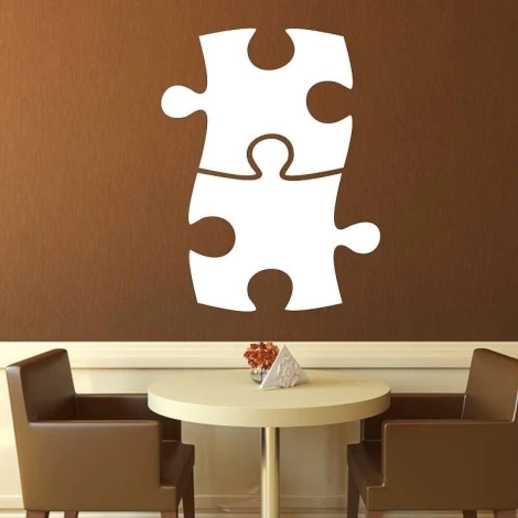 Puzzle dry-erase board 089 - Dining room setup. Brown walls, simple beige furniture.