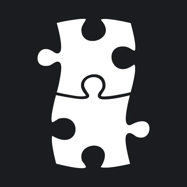 Puzzle dry-erase board 089 - Graphic design. Two white puzzle pieces on a black background.