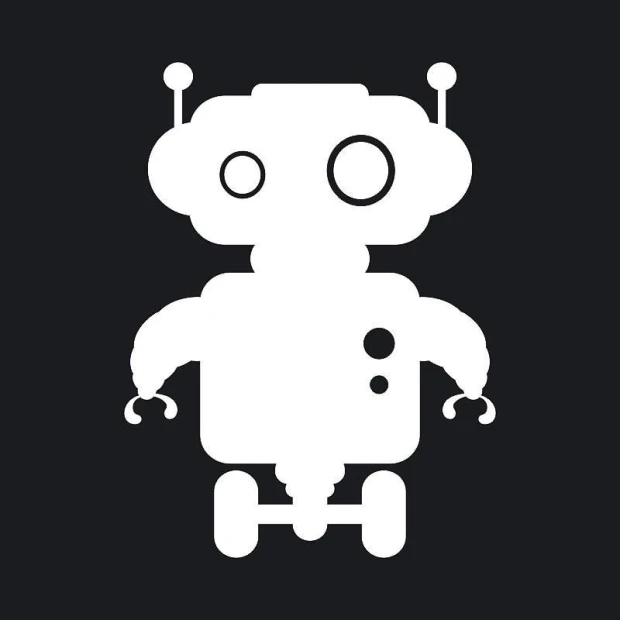 White robot graphic on a black background for dry-erase board 092.