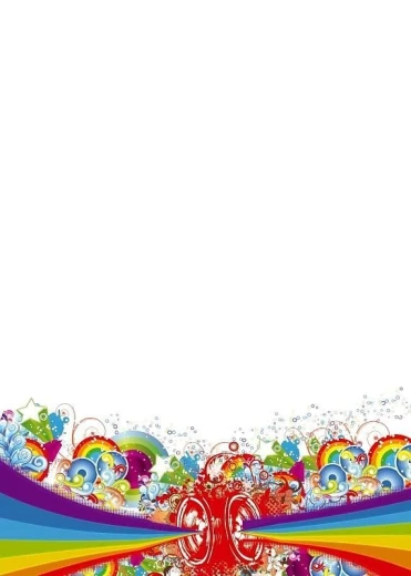 Magnetic dry-erase board 093 - Graphic design with colorful waves, spiral shapes, and a rainbow on a white background.