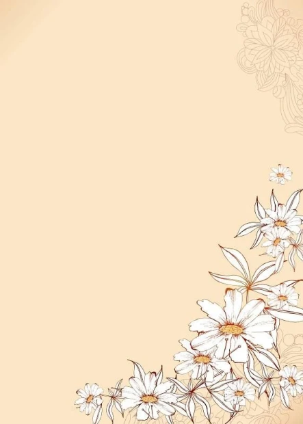 White flower magnetic dry-erase board 083 - Graphic design. Flowers in various shapes on a light background.