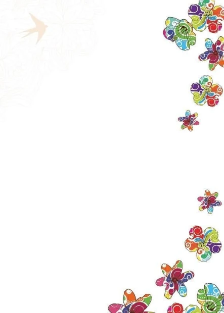 Colorful flower magnetic whiteboard 082 - Graphic design. Flowers in various colors and shapes on a white background.