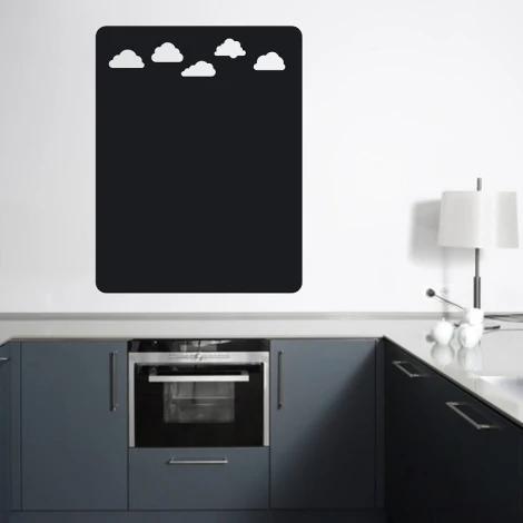 Chalkboard cloud sticker 149 - Kitchen decor with light walls and modern dark furniture.