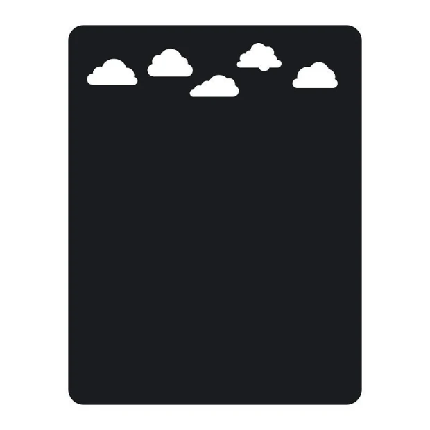 Chalkboard cloud sticker 149 - Graphic design. Dark background with white clouds in various shapes.