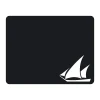 Chalk sticker yacht 134 - Graphic design. Black rectangle with a white yacht in the bottom corner.