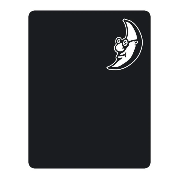 Chalk sticker moon 151 - Graphic design. Moon shape with eyes and a smile on a black background.
