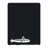 Chalkboard sticker submarine 132 - Black surface with white submarine silhouette.